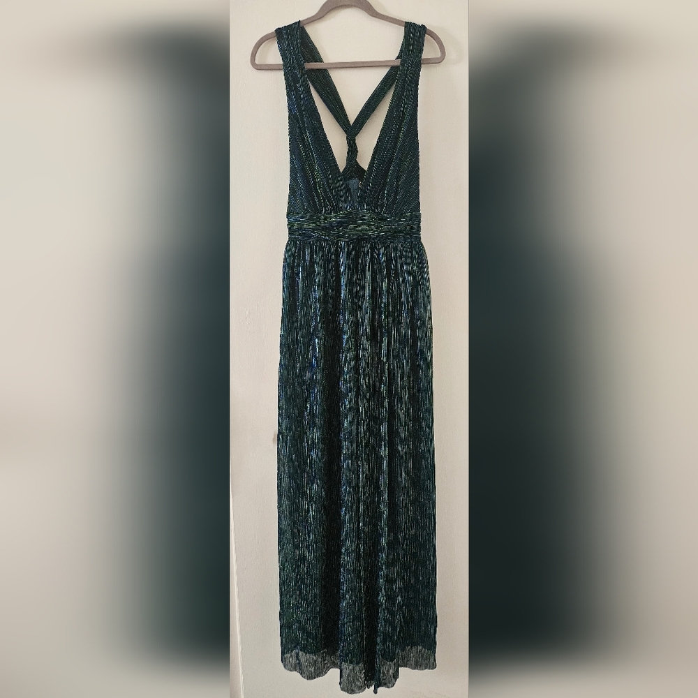 Lulu's Teal and Navy Blue Maxi Dress
